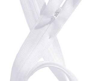 36 inch White Unique Invisible YKK BEULON Lightweight Closed End Zipper~fancy tape~ ZipperStop Wholesale Authorized Distributor YKK®