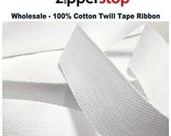 1/2&quot; White Twill Tape Ribbon - Earth Friendly Ribbon  - 5 Yards