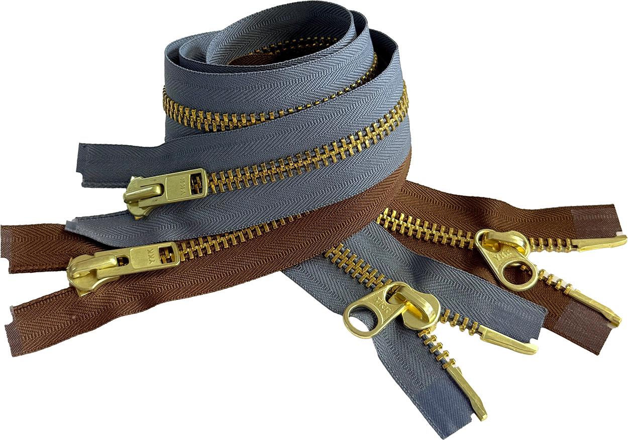 ゆっこ36 2pcs YKK #10 Brass Zipper 36 Inch, Two-way Heavy Duty, Grey