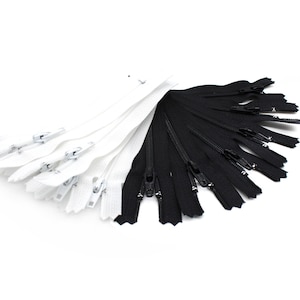 6&quot; Black & White 12 Zippers YKK number 3 Skirt and  Dress Zipper  Closed End (6 Black and 6 White)