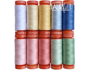 Aurifil Thread Kit - On the Wind Designer Collections 10 SMALL SPOOLS COTTON 50WT (220yds each) Assorted Colors Made in Italy