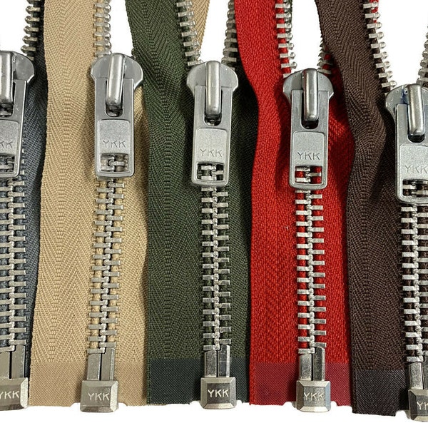 YKK #10 4" to 36" Aluminum Heavy Duty Metal Coats Jacket Zipper Separating Made in The United States Choice of Color - Length