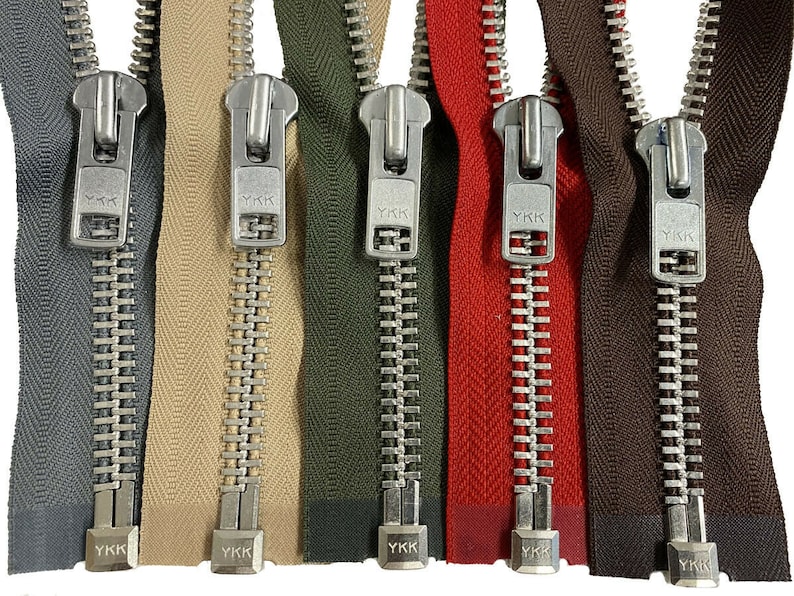 YKK 10 4 to 36 Aluminum Heavy Duty Metal Coats Jacket Zipper Separating Made in The United States Choice of Color Length image 1