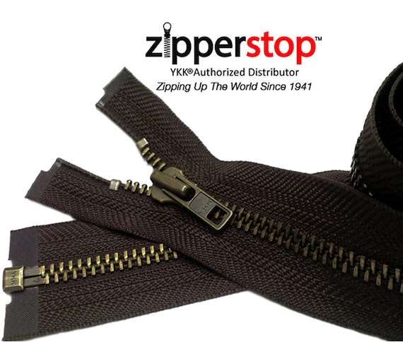 30/" or 36/" #5 Antique Brass Separating Zipper YKK~ ZipperStop Off-White