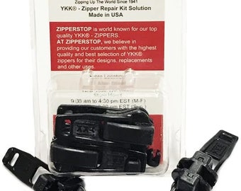 Kit de reparación de deslizadores de cremallera YKK n.° 10 Vislon - Tiradores dobles de plástico negro