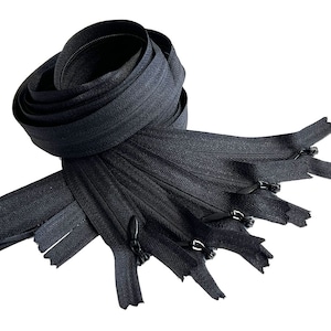 7 Inch - 24 Inch INVISIBLE Zippers #3 Nylon Coil Hidden Zippers for DIY, Tailors, Sewing, Crafter's Special Color Black