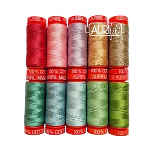 Aurifil Thread Kit - Prairie Designer Collections 10 SMALL SPOOLS COTTON 50WT (220yds each) Assorted Colors Made in Italy
