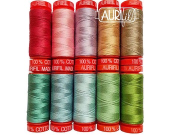 Aurifil Thread Kit - Prairie Designer Collections 10 SMALL SPOOLS COTTON 50WT (220yds each) Assorted Colors Made in Italy