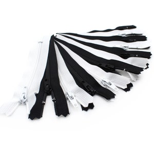 4 inch Black & White~ 12 Zippers YKK # 3  Zipper  Closed End (6 Black and 6 White)~ZipperStop Wholesale Authorized Distributor YKK®