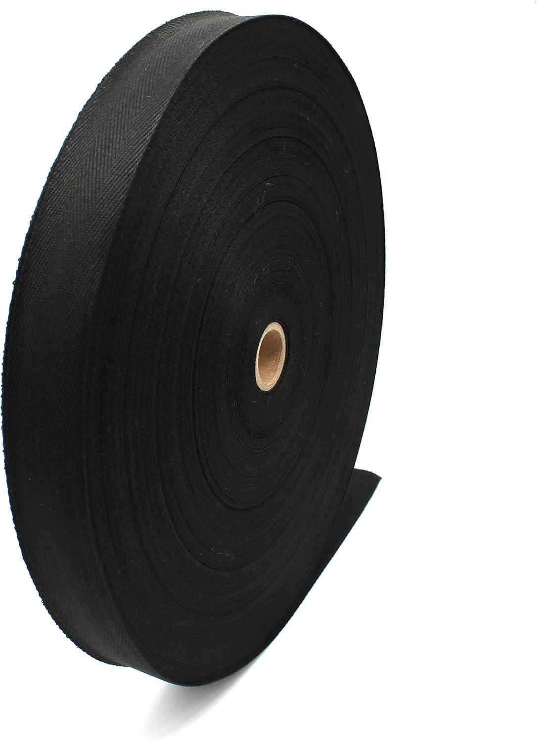 1/2" Inch Black Cotton Twill Tape Ribbon Herringbone Soft Webbing Tape Sewing DIY Craft Making Length 36, 72 or 100 Yds Roll Made in USA