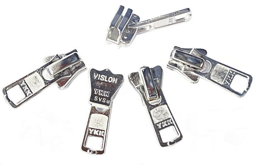 YKK Zipper Repair Kit 5 Brass, Aluminum or Antique Metal Zipper Slider  Large Hole Puller 5M DA8LH Auto Lock for Jacket Repair, Pouch 