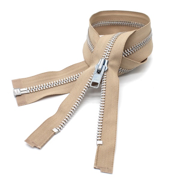 28 Inch Tan Separating Jacket Zipper | HEAVY DUTY Molded Plastic Chain  Zipper 
