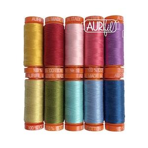 Aurifil Thread Kit - The Perfect Little Box of Colors Designer Collections 10 SMALL SPOOLS COTTON 50WT (220yds each) Assorted Colors