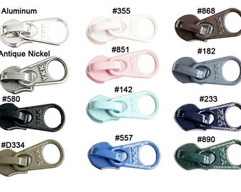 Zipper Repair Solution YKK Zipper Slider #3 DFW Coil Single Non‑Lock Pull Short Tab for Coil Chain only Your Choice of Colorful