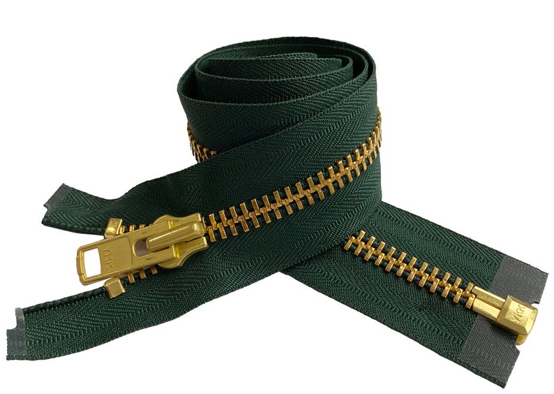 YKK 10 5 to 36 Golden Brass Metal Extra Heavy Duty Separating Coat Jacket Zippers Made in The United States Choose Colors Length 890 - Hemlock Green