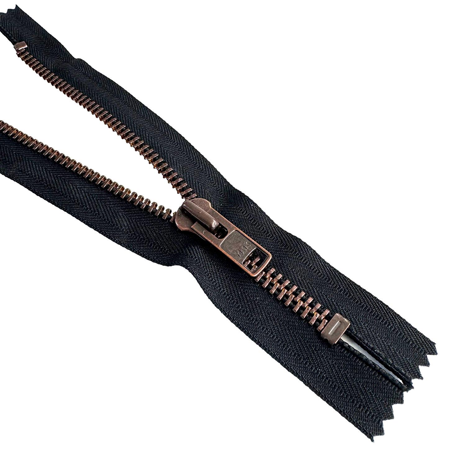 YKK #10 Antique Copper Closed-end Heavy Duty Zipper - Black (5