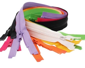 YKK® #5 Vislon Molded Plastic Separating Zippers - Select Length and Color - Sizes - 3" to 13" Inches