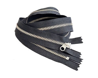 YKK #3 Nickel Silver Closed-end Metal Zipper – Black DIY Pouch, Made in USA