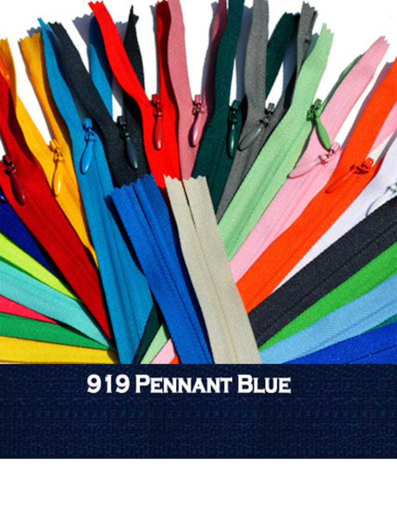Closed Bottom Color 919 9 inch Invisible Zippers 12 Pennant Blue YKK Unique Invisible Zipper