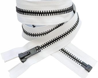 YKK #10 Black Oxide One-Way Separating, Open-End with Auto Pull Heavy Duty Metal Jacket Zipper (1 Piece) Choose Your Length and Color
