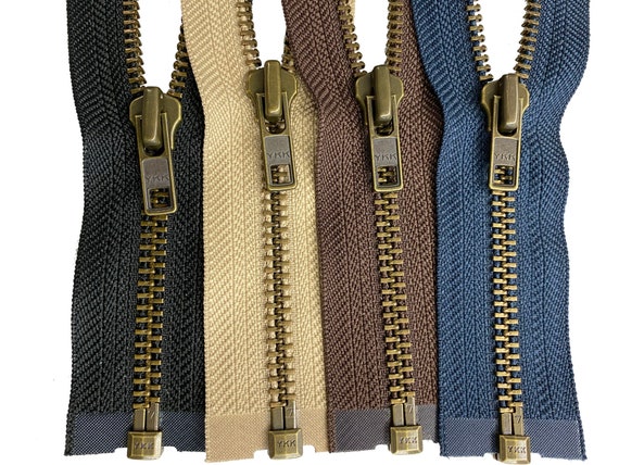 YKK 7 Antique Brass Separating Jacket Zipper Heavy Duty Metal Zippers for  Sewing Coats Crafts 4 36 Color black, Beige, Brown, or Navy -  Israel