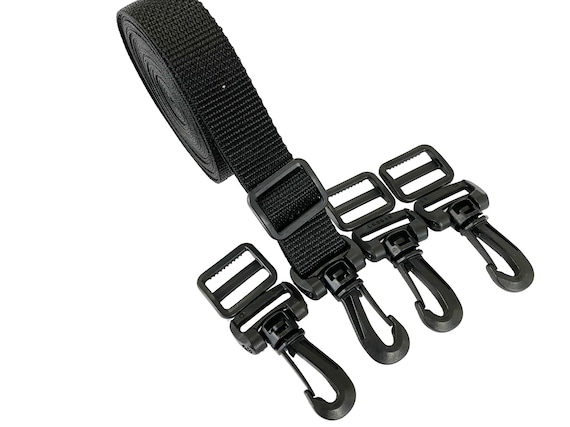 YKK 1" Black Plastic Hardware Kit – Swivel Snap Hook, Tri-Bar, Webbing