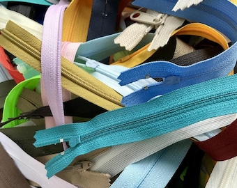 HUGE ZIPPER SALE for Sewers- Over 3 Pounds of Assorted Ykk Zippers-Metal /Vislon /Coil /Invisible / Beulon / Ykk Zippers- Made in USa-