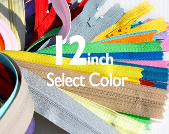 12 Inch YKK Nylon Coil Zippers – Skirt & Dress, Select Color (10 Zippers)