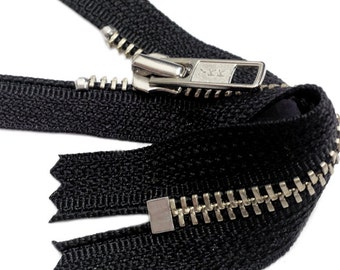 NICKEL Exposed Zipper YKK #5 Nickel Metal Zipper Closed Bottom Black ~Pick your length~ZipperStop Wholesale Authorized Distributor YKK®