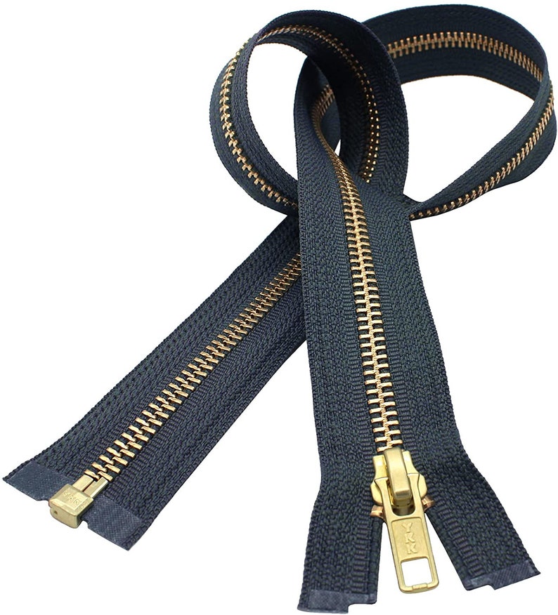 1 Zipper//pack 33 Medium Weight Jacket Zipper YKK #5 Brass ~ Separating ~ 580 Black