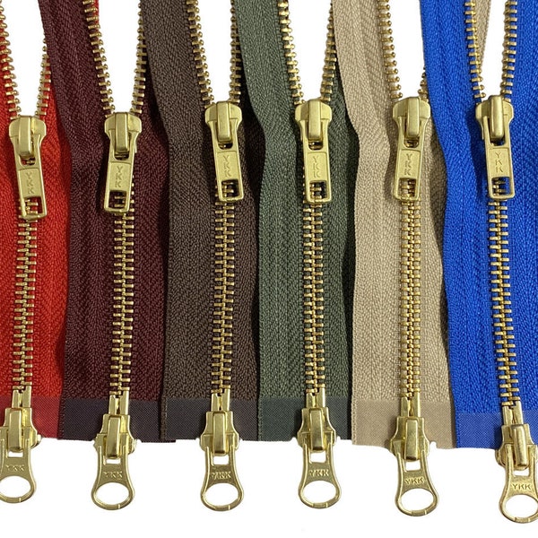 YKK #5 37" - 48" Brass Two-Way Dual Medium Weight Separating Jacket Zipper for Coats Made in The United States - Choice of Color and Length