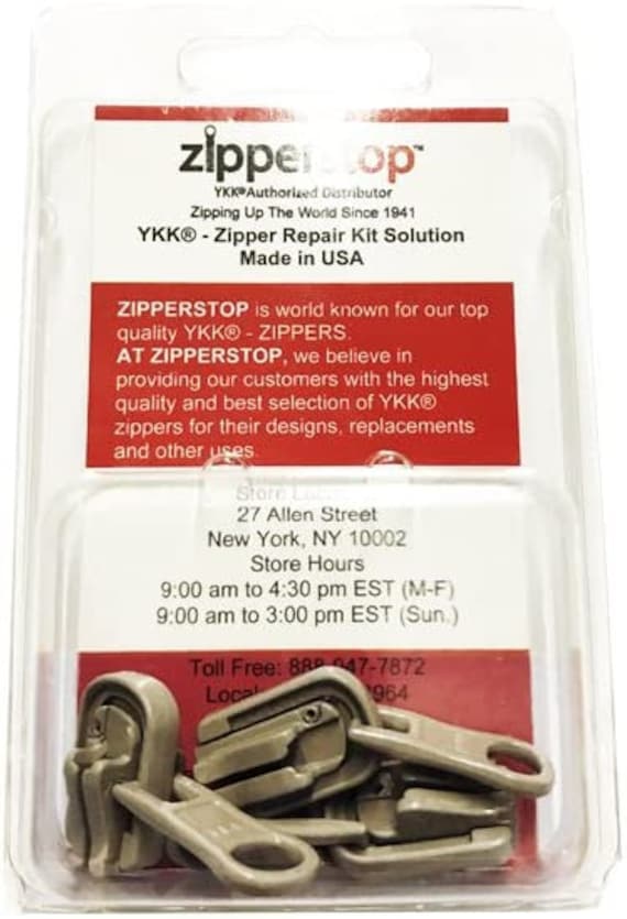 Ykk Zipper Repair Kit Solution, 5 Molded Reversible Fancy Pulls