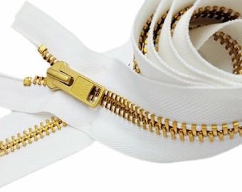 Cremallera separadora resistente YKK n.° 10 de latón dorado, fabricada en EE. UU.