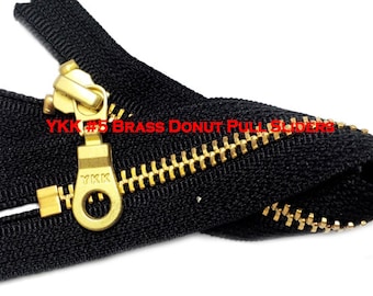 5 yards one brass donut pull Fancy Pull Metal Zipper YKK Number 5 Brass Chain-  Color Black