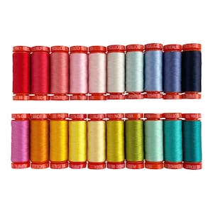 Aurifil Thread - Besties by Tula Pink Collection 20 SMALL SPOOLS 100% COTTON 50wt 20 Colors Complementary Hues (TP50BC20)