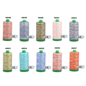 Aurifil 40wt Thread Solid - Mako 100% Cotton Thread - 1094 Yards Each Spool - Your Choice of Color 4649 Lemon Blueberry - 6738 Peacock Blue