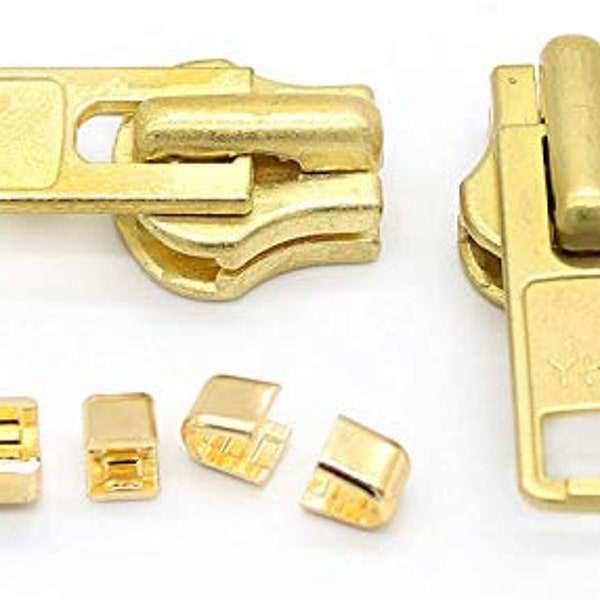 Zipper repair kit - #10 ykk extra heavy brass sliders - 2 sliders & 4 top stops per pack - made in the united states