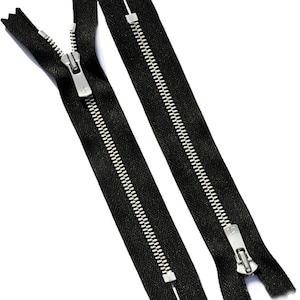 7 inch Excella Nickel Zipper YKK Number 5 - Closed Bottom  - Black-YKK Zipper- Finest Quality Zipper~High End Ykk Zipper~SMOOTH