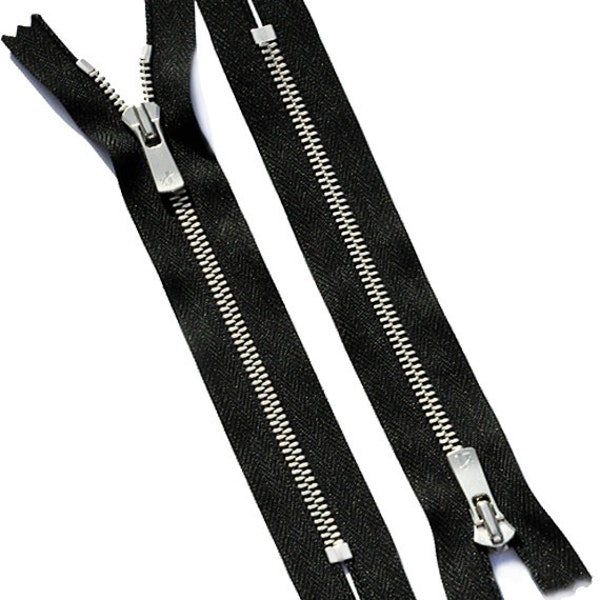 7 pouces Excella Nickel Zipper YKK Numéro 5 - Fond fermé - Noir ~ Meilleure qualité Zipper Made