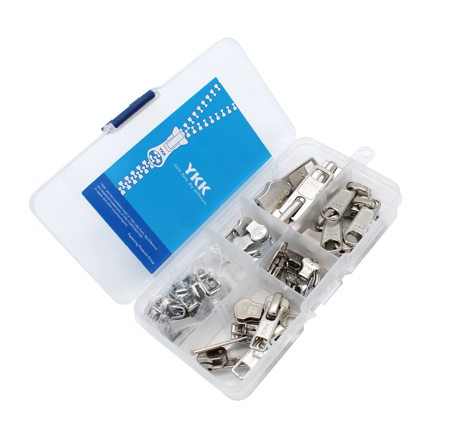 yuk.ykk.kit.0509 YKK Zipper Repair Kit, Aluminum Metal Sliders and Stops, Assorted