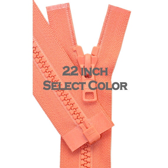 YKK Sport Jacket Zippers- One 22 inch Vislon Jacket Zipper YKK 5 Mold…