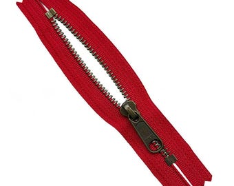 YKK #5 Antique Brass Both Ends Closed with Long Pull (Non-Lock Slider) Metal Zipper - 1 Piece Select Color and Length 10" to 34"