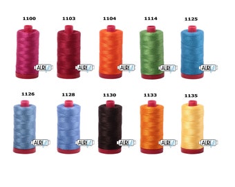 Aurifil 12WT LARGE SPOOLS Thread Solid - Mako 100% Cotton Thread - 386 Yards Each - Your Choice of Color 1100 Red Plum - 2340 Cafe Au Lait