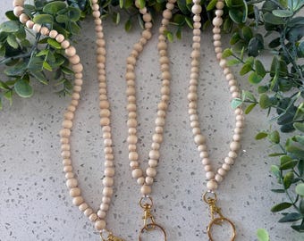 Wood and Gold Beaded Lanyard 2.0: Teacher ID Badge Holder