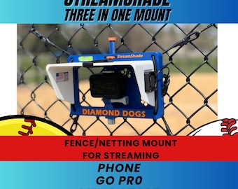 StreamShade Three in One - Fence/Netting Mount with Shade for Cell phone, Go Pro or Mevo Start Cameras
