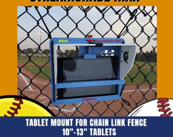 StreamShade Max - Tablet Zaunhalterung mit Lampenschirm mit externer Batteriehalterung, Kühlgebläse für Chain Link Fence