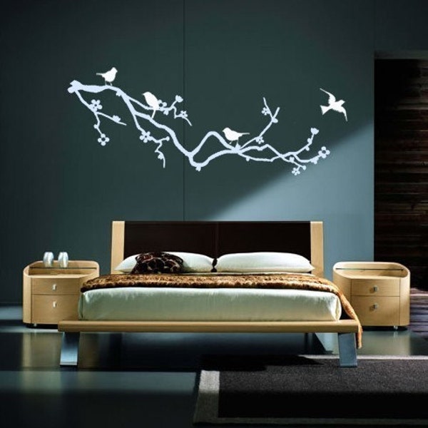 Cherry Blossom Branch with Birds VINYL WALL DECAL GRAPHIC ART STICKER HOME DECOR