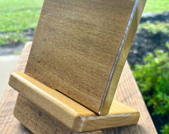 Wooden Tablet Stand Kitchen Recipe Holder Personalized Cookbook Easel Desk Support Handmade Reading Rest Farmhouse Countertop Display Angled