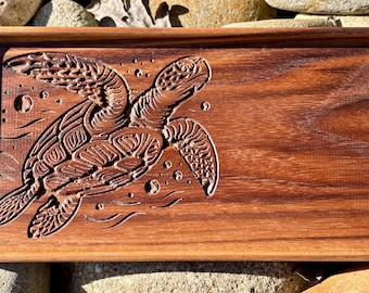 turtle, turtle tray, sea turtle, turtle decoration, walnut catchall,valet tray, trinket tray, sea turtle gift, gift, handmade