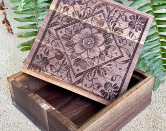 Handcrafted Sappy Walnut Trinket Box: Wooden Jewelry Storage